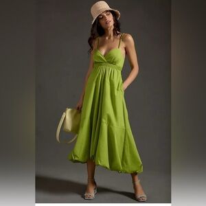 By Anthropologie V-Neck Tiered Bubble-Hem Dress SZ L